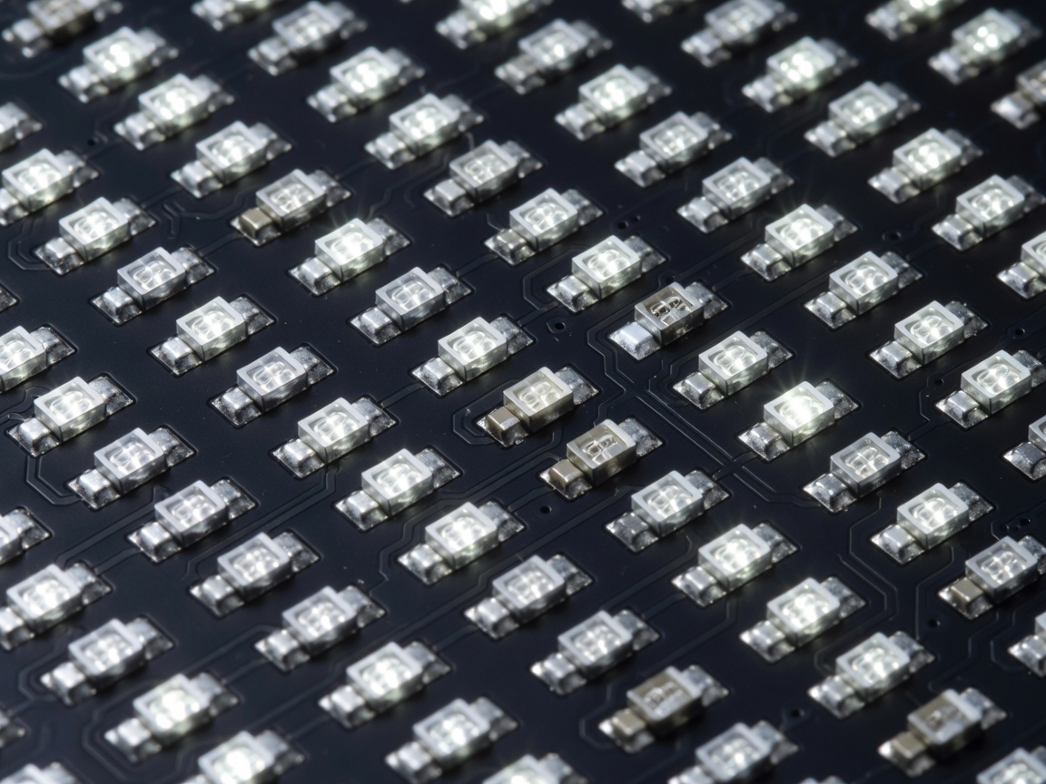 Close up of a high-efficiency SMD LED chip array
