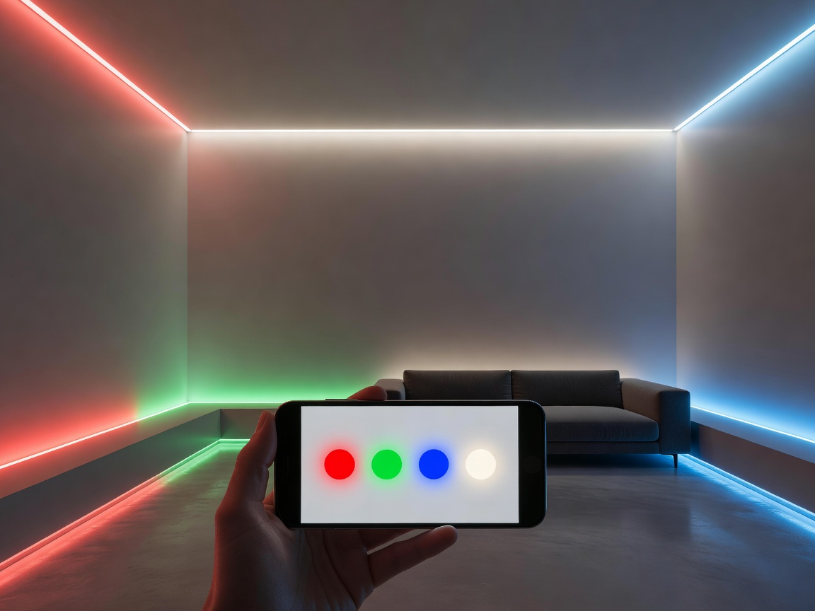 Smartphone app controlling RGBW room lighting